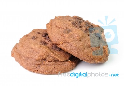 Cookies With Chocolate On A White Background Stock Photo