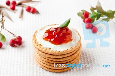 Cookies With Strawberry Jam Stock Photo