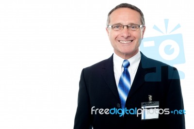 Cool Businessman Standing On White Background Stock Photo