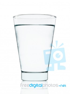 Cool Water With Glass Isolated On The White Background Stock Photo