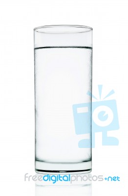 Cool Water With Glass Isolated On The White Background Stock Photo