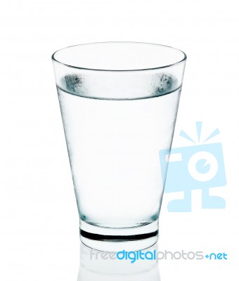 Cool Water With Glass Isolated On The White Background Stock Photo