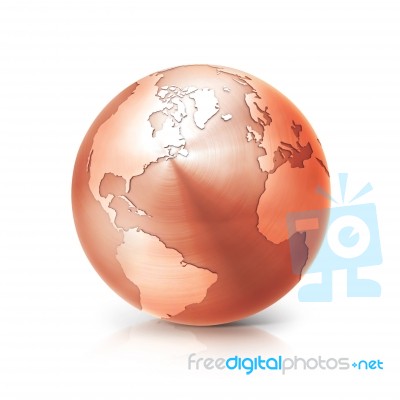 Copper Globe 3d Illustration North And South America Map Stock Photo