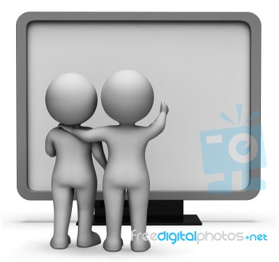 Copyspace Characters Means Flat Screen And Board 3d Rendering Stock Image