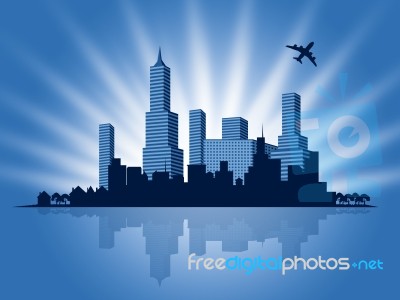 Copyspace City Shows Blank Backdrop And Cityscape Stock Image