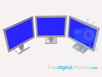 Copyspace Monitors Shows Flat Screen And Copy-space Stock Image