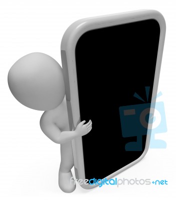 Copyspace Smartphone Shows World Wide Web And Blank 3d Rendering… Stock Image