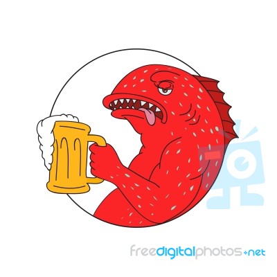 Coral Trout Beer Mug Circle Drawing Stock Image