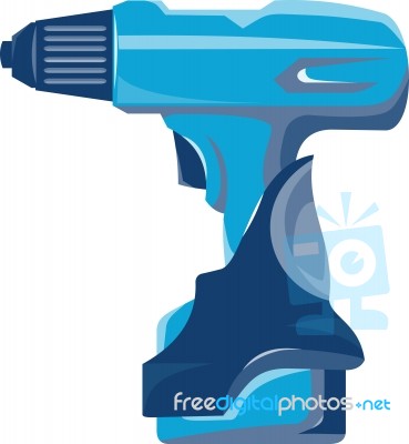 Cordless Drill Side Retro Stock Image