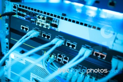 Core Switch Technology In Network Room Place Stock Photo