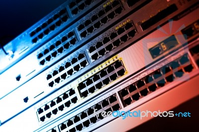 Core Switch Technology In Network Room Place Stock Photo