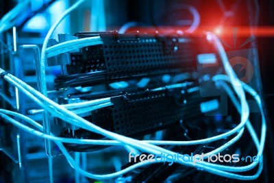 Core Switch Technology In Network Room Place Stock Photo