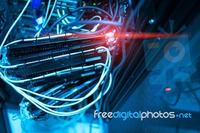 Core Switch Technology In Network Room Place Stock Photo