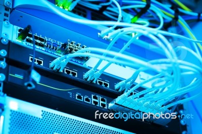 Core Switch Technology In Network Room Place Stock Photo