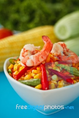 Corn Salad Thai Style  Stock Photo