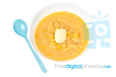 Corn Soup Isolated Stock Photo