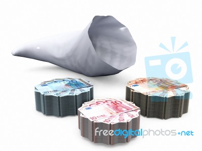 Cornucopia And Banknotes Stock Image