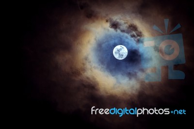 Corona Full Moon In The Cloudy Day Stock Photo