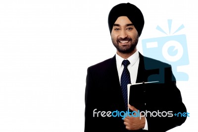 Corporate Executive Holding A Folder Stock Photo