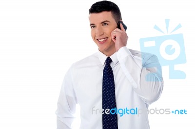 Corporate Guy Communicating With Client Stock Photo