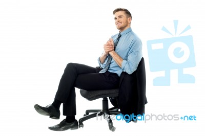 Corporate Guy Recalling His Golden Days Stock Photo