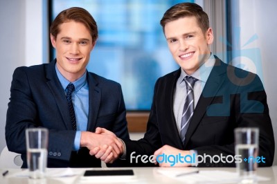 Corporate Guys Shaking Hands Stock Photo