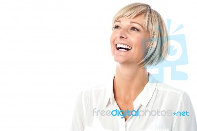 Corporate Lady Laughing Heartily Stock Photo