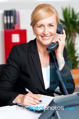 Corporate Lady On Phone Stock Photo