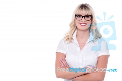 Corporate Lady Posing Confidently Stock Photo