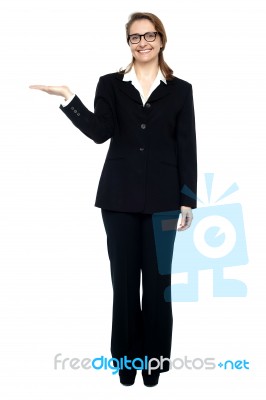 Corporate Lady Posing. Copy Space Concept Stock Photo