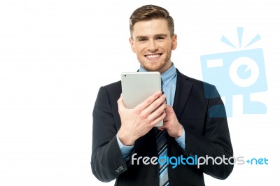 Corporate Male Operating Tablet Pc Stock Photo