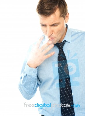 Corporate Male Smoking Cigarette Stock Photo