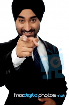 Corporate Man Pointing Towards You Stock Photo