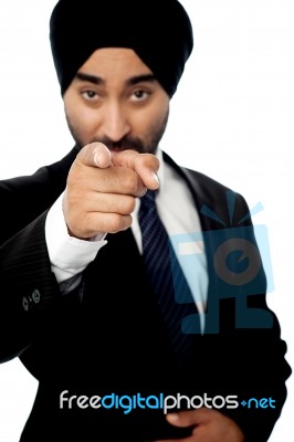 Corporate Man Pointing Towards You Stock Photo