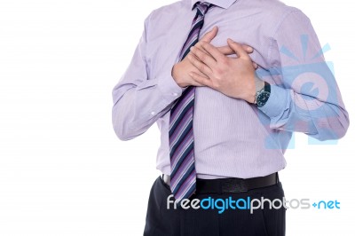 Corporate Man Suffering With Heart Attack Stock Photo