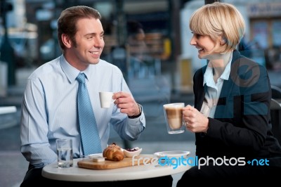 Corporate People At Cafe Stock Photo