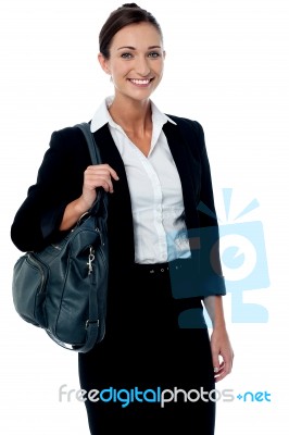 Corporate Woman With Office Bag Stock Photo