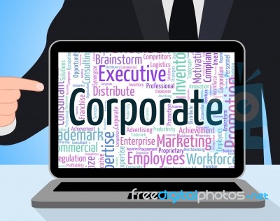 Corporate Word Shows Corporation Businessmen And Wordcloud Stock Image