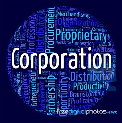 Corporation Word Represents Businessmen Wordcloud And Wordclouds… Stock Image