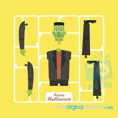 Corpse Of Green Zombie Halloween Character Stock Image