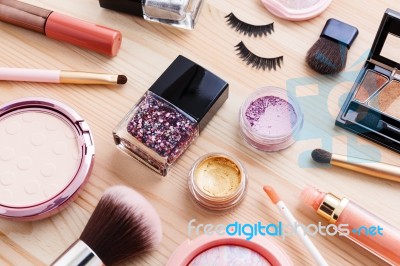 Cosmetic And Makeup Products Stock Photo