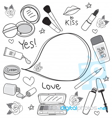 Cosmetics Set Drawing Stock Image