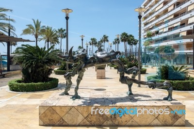 Cosmic Elephant Statue By Salvador Dali In Marbella Stock Photo