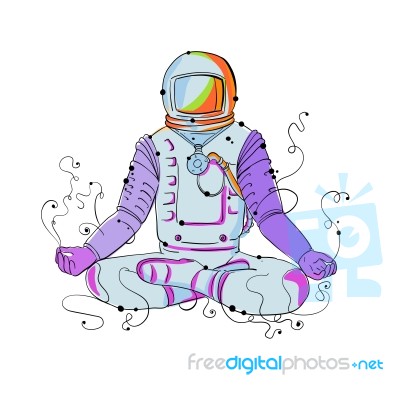 Cosmonaut Padmasana Position Doodle Stock Image