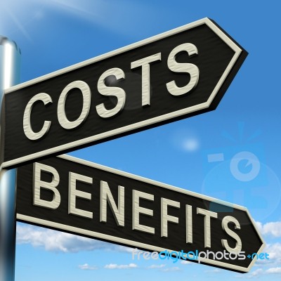 Costs Or Benefits Signpost Stock Image