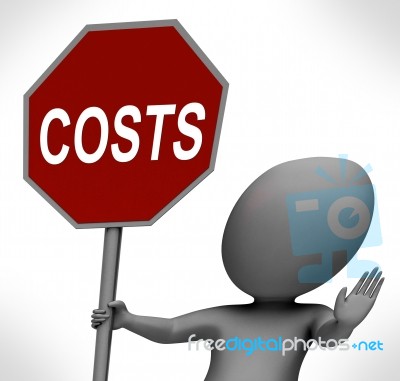 Costs Red Stop Sign Means Stopping Overhead Expenses Stock Image