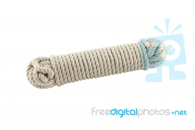 Cotton Rope Coil On White Background Stock Photo