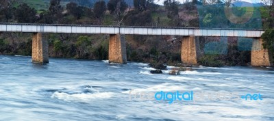 Country Bridge And River In Tasmania Stock Photo