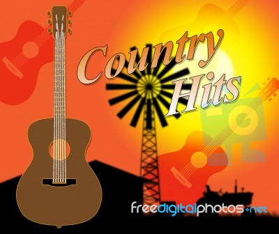 Country Hits Indicates Folk Music And Countryside Stock Image