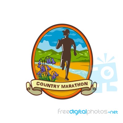 Country Marathon Run Oval Retro Stock Image